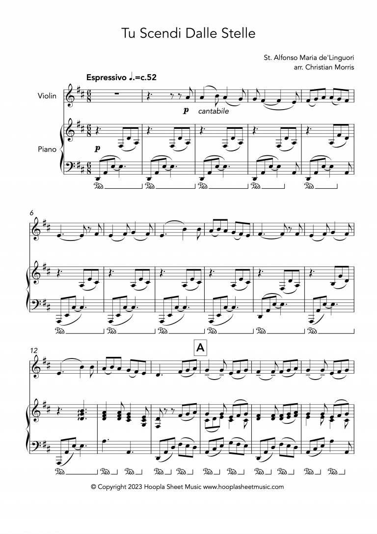 Tu Scendi Dalle Stelle (Violin and Piano)