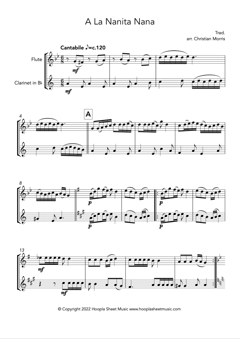 A la Nanita Nana (Flute, Clarinet Duet)