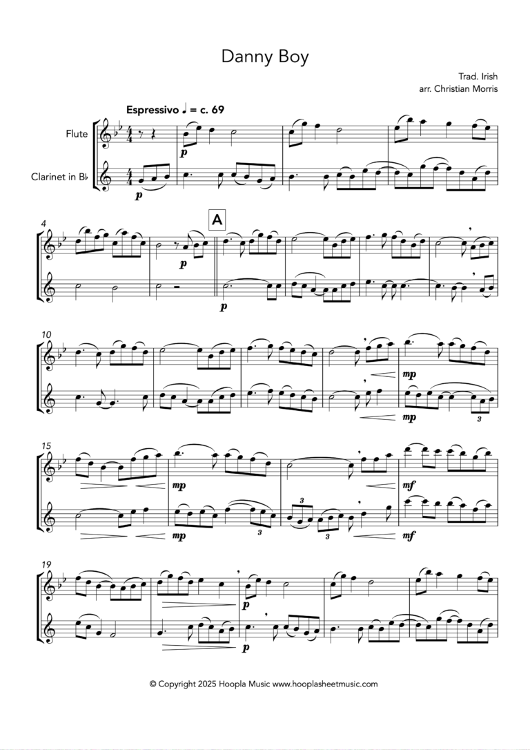 Danny Boy, Fantasy (Flute, Clarinet Duet)