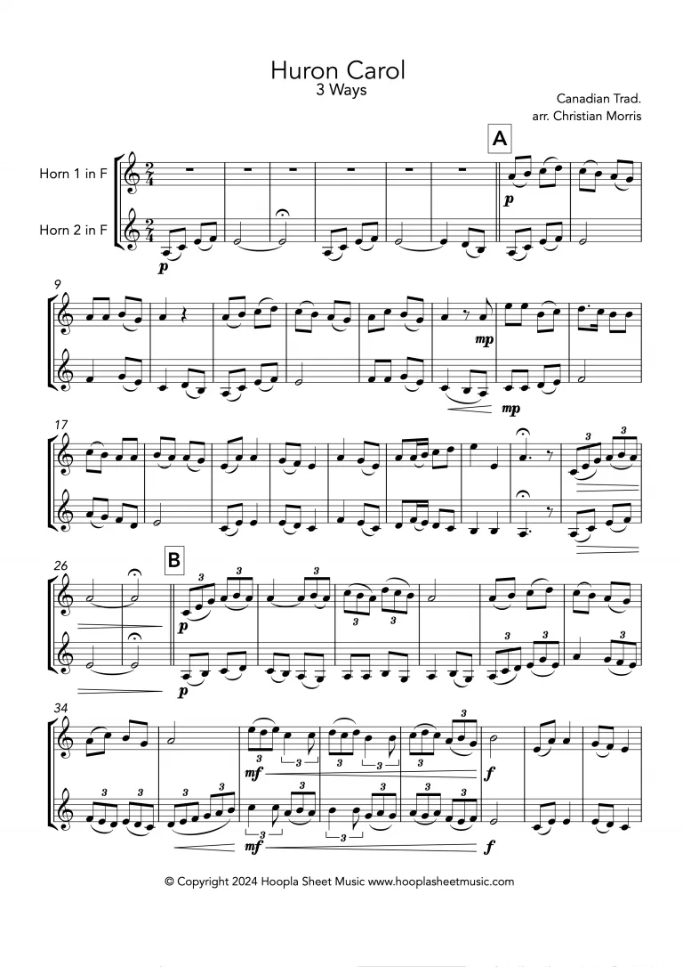 Huron Carol (3 Ways) (French Horn Duet)