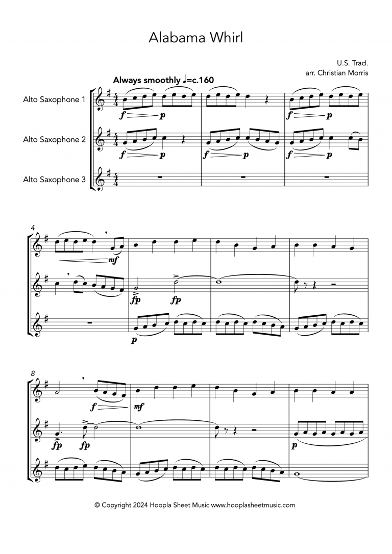 Alabama Whirl (Oh Susanna!) (Alto Saxophone Trio)