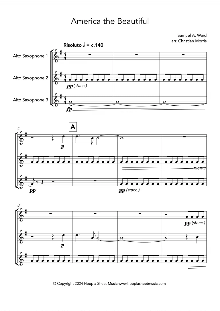 America the Beautiful (Alto Saxophone Trio)