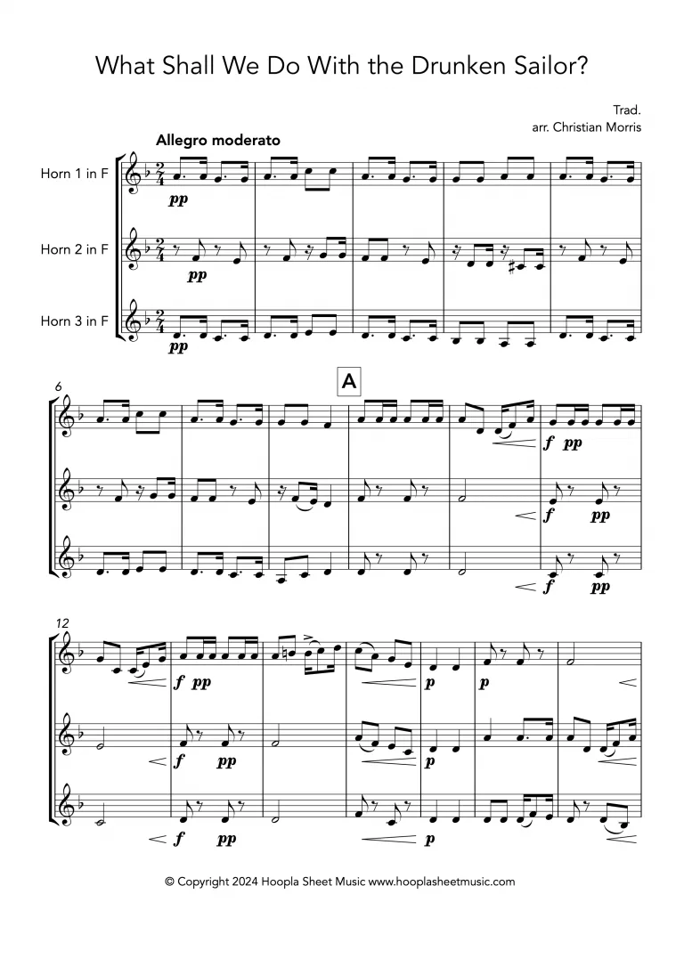 What Shall We Do With the Drunken Sailor (French Horn Trio)