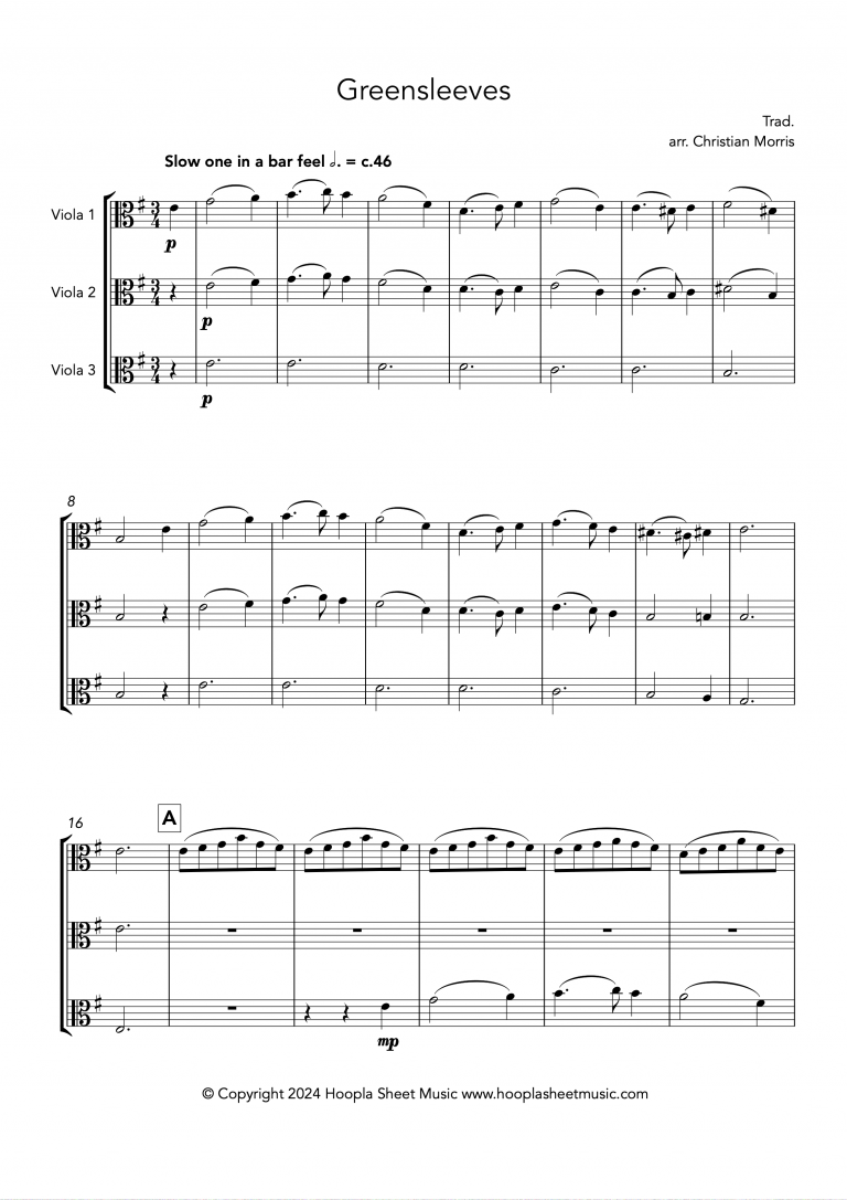 Greensleeves, fantasy (Viola Trio)