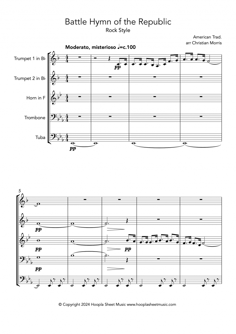 Battle Hymn of the Republic (Rock Style) (Brass Quintet)