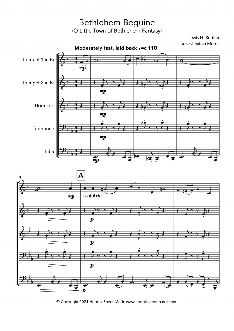 Bethlehem Beguine (O Little Town of Bethlehem Fantasy) (Brass Quintet)