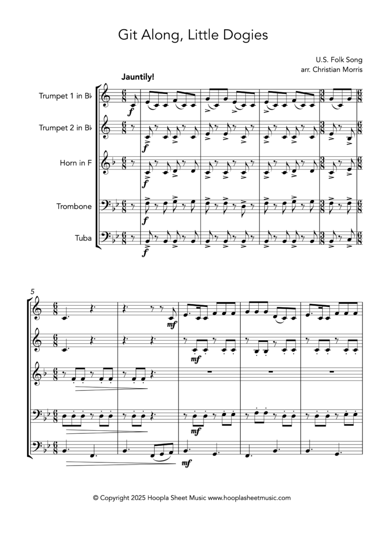 Git Along, Little Dogies (Brass Quintet)