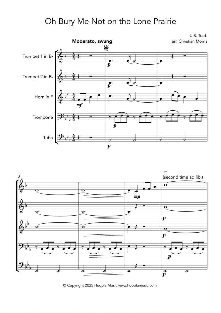 Oh Bury Me Not on the Lone Prairie (Brass Quintet)