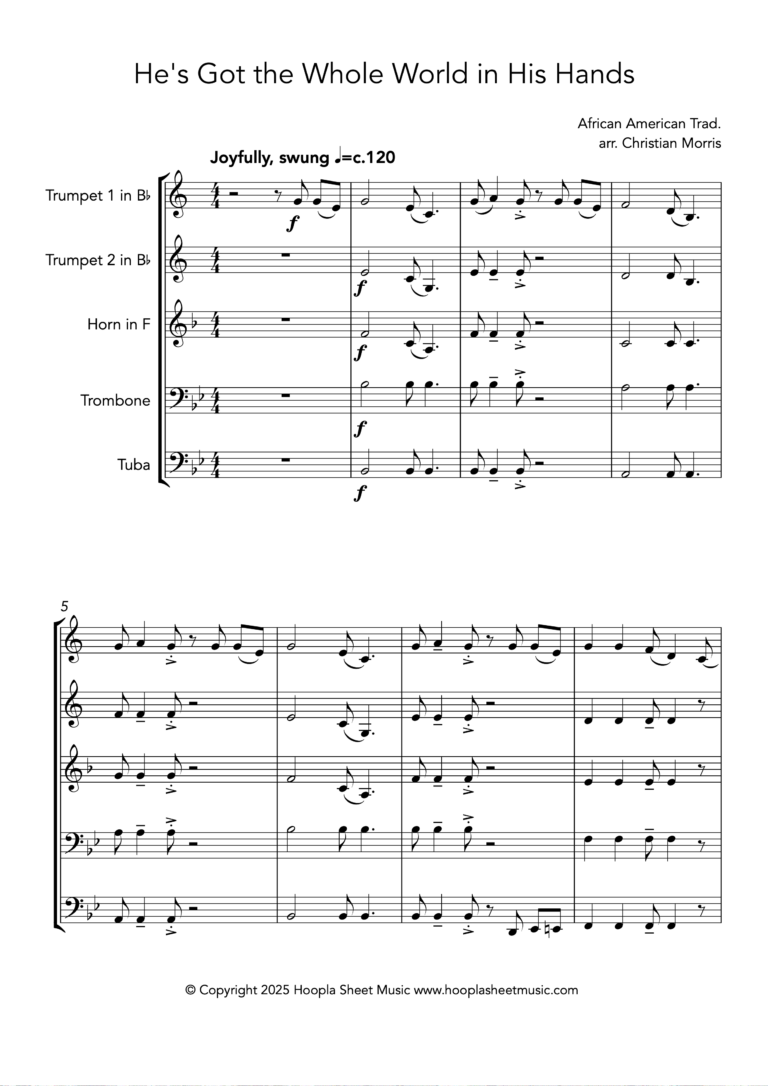 He’s Got the Whole World in His Hands (Brass Quintet)
