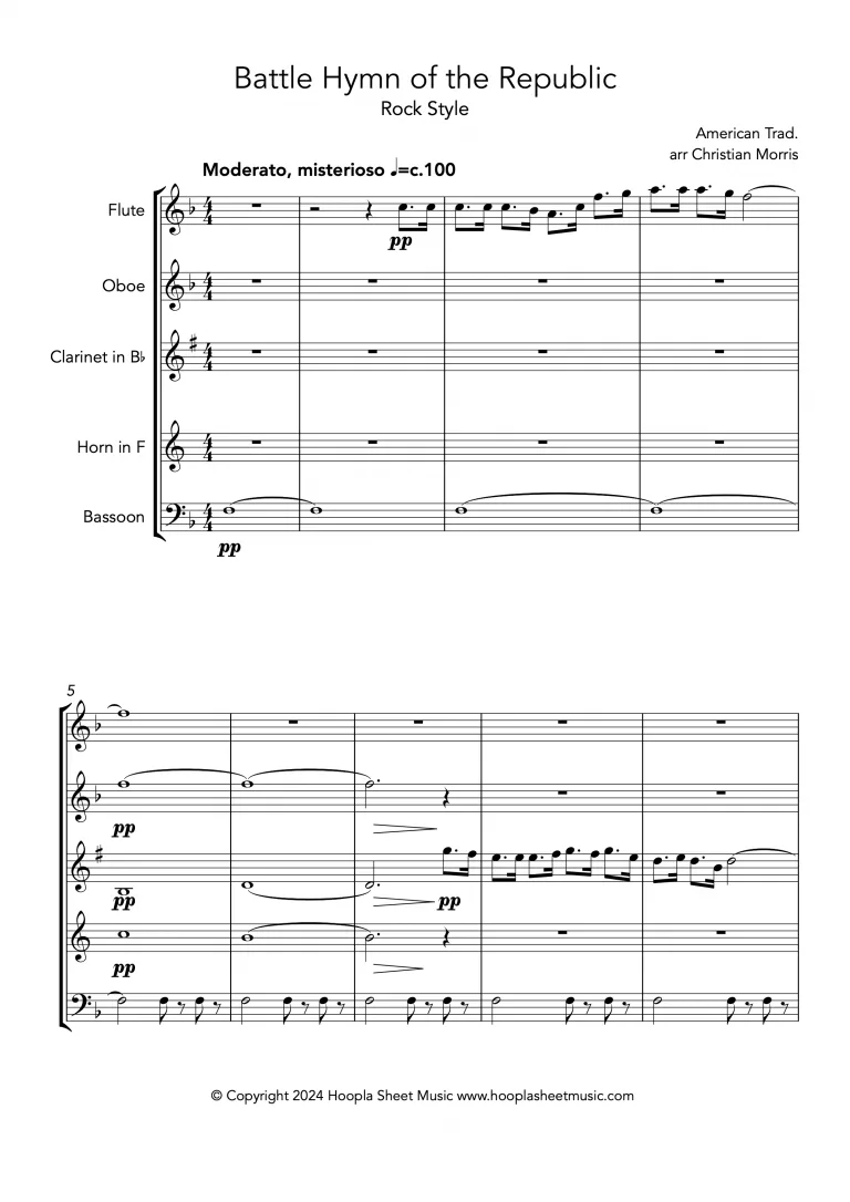 Battle Hymn of the Republic (Rock Style) (Wind Quintet)