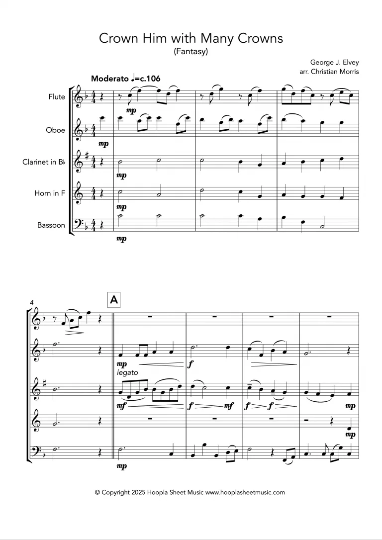 Crown Him with Many Crowns (Fantasy) (Wind Quintet)