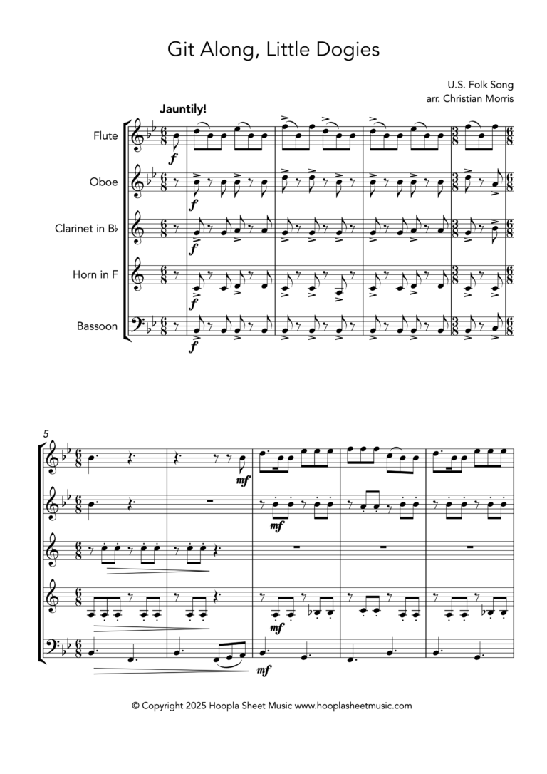 Git Along, Little Dogies (Wind Quintet)