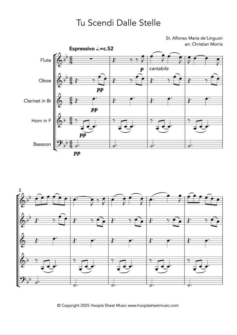 Tu Scendi Dalle Stelle (Wind Quintet)