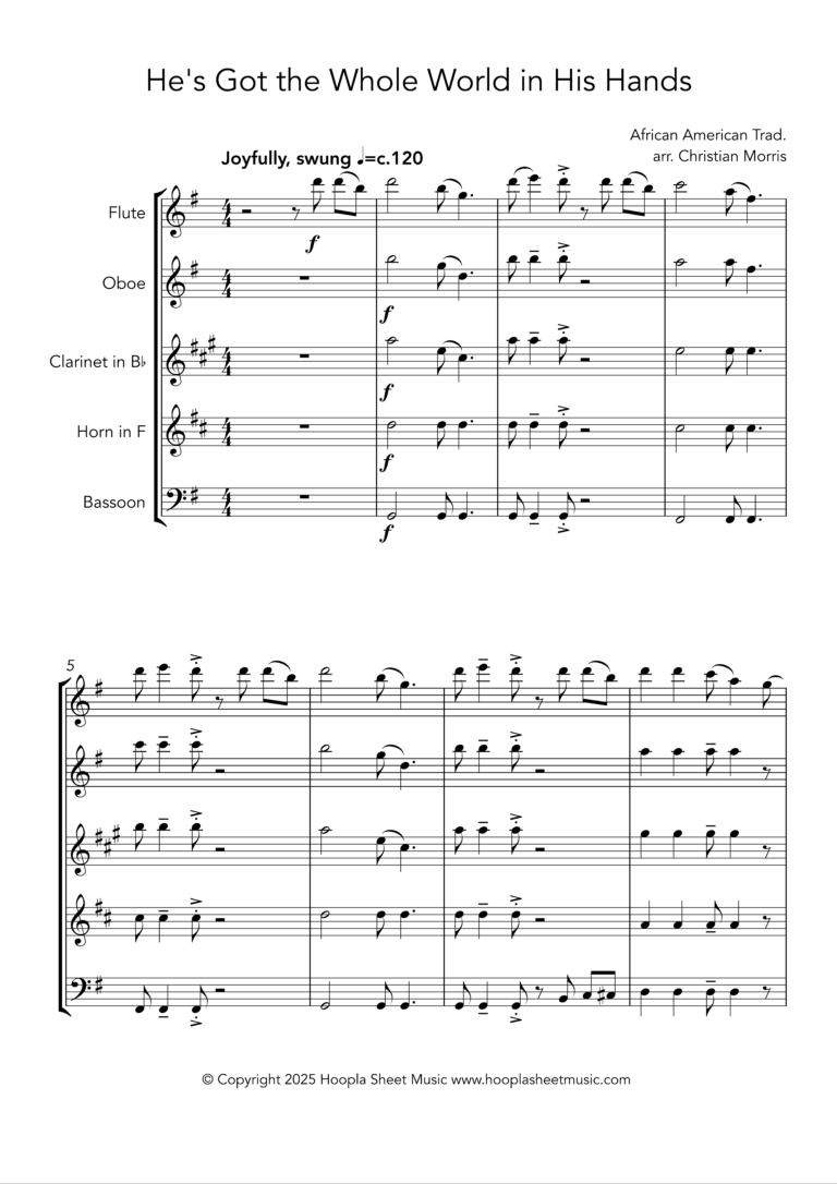 He’s Got the Whole World in His Hands (Wind Quintet)