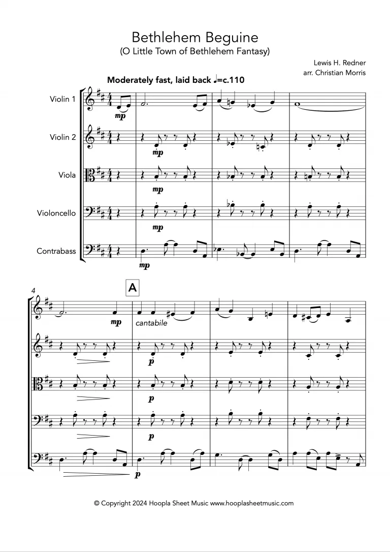 Bethlehem Beguine (O Little Town of Bethlehem Fantasy) (String Ensemble)