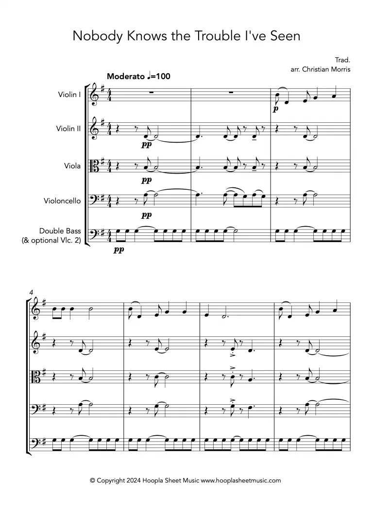 Nobody Knows the Trouble I’ve Seen (String Ensemble)